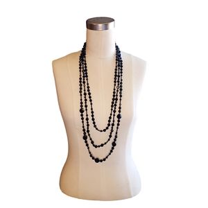 3 tier black obsidian necklace